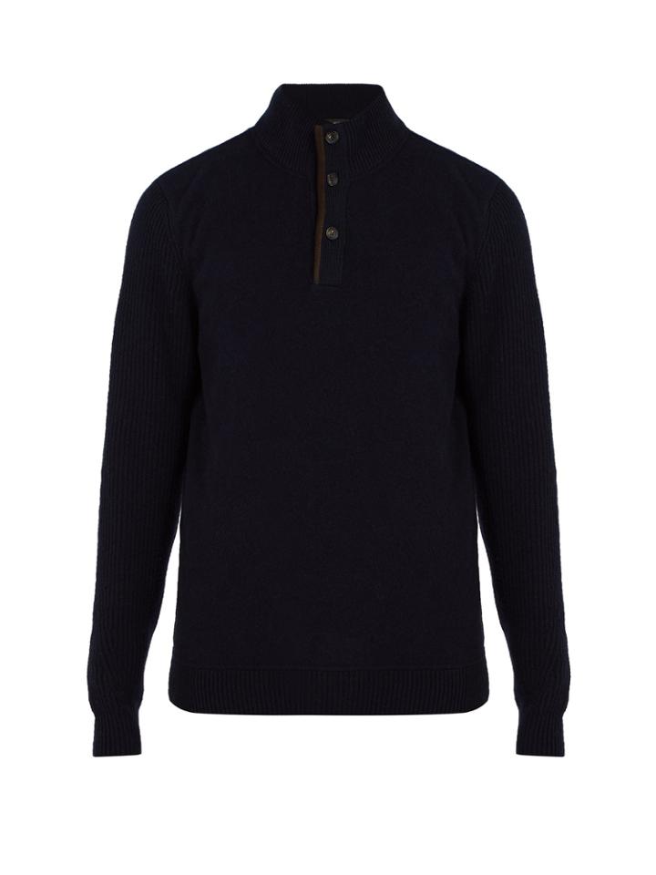 Ermenegildo Zegna Button-neck Wool-blend Sweater