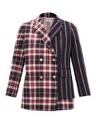 Ladies Rtw Thom Browne - Bi-pattern Double-breasted Wool-twill Blazer - Womens - Multi