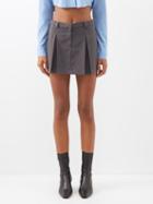 The Frankie Shop - Kitou Pleated Cotton Mini Skirt - Womens - Dark Grey