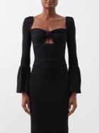Self-portrait - Sweetheart-neckline Cutout Ribbed-knit Top - Womens - Black