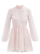 Matchesfashion.com Giambattista Valli - Floral-embroidered Tulle Mini Dress - Womens - Light Pink