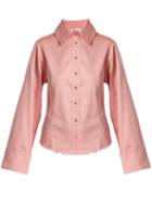 Matchesfashion.com Marques'almeida - Raw Hem Cotton Chambray Shirt - Womens - Light Pink