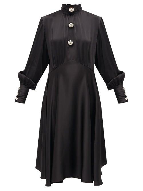 Matchesfashion.com Christopher Kane - Dome-embellished Satin Dress - Womens - Black