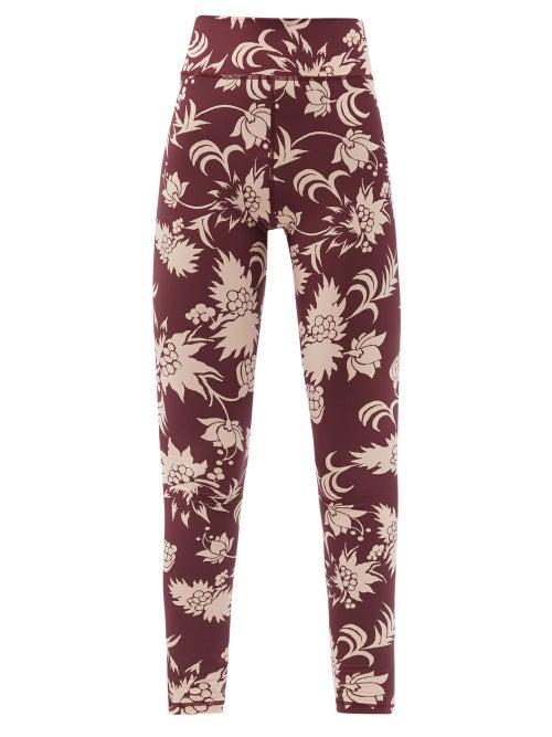 Matchesfashion.com The Upside - Kabuki Dance Floral-print High-rise Leggings - Womens - Burgundy Print