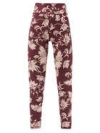 Matchesfashion.com The Upside - Kabuki Dance Floral-print High-rise Leggings - Womens - Burgundy Print