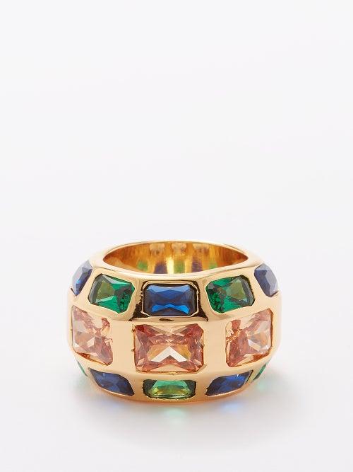 Timeless Pearly - Crystal-embellished Gold-plated Ring - Womens - Gold Multi