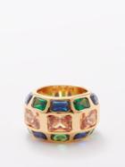 Timeless Pearly - Crystal-embellished Gold-plated Ring - Womens - Gold Multi