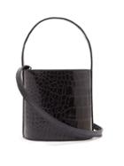 Matchesfashion.com Staud - Bissett Crocodile Effect Leather Bucket Bag - Womens - Navy