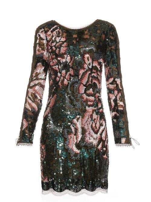 Roberto Cavalli Long-sleeved Sequin-embellished Mini Dress