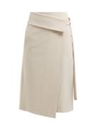 Matchesfashion.com Joseph - Finch Wrap Wool Blend Midi Skirt - Womens - Beige