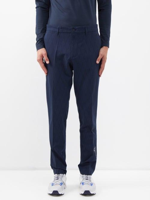 J.lindeberg - Active Argyle-print Recycled-fibre Golf Trousers - Mens - Navy