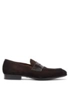 Matchesfashion.com Santoni - Suede And Leather Penny Loafers - Mens - Dark Brown