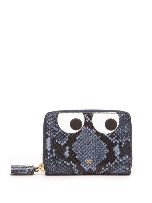 Matchesfashion.com Anya Hindmarch - Eyes Python Effect Leather Wallet - Womens - Blue Multi