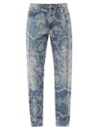 Matchesfashion.com Martine Rose - Avalon Portrait-jacquard Pintucked Jeans - Womens - Denim