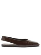The Row - Sharp Square-toe Leather Slingback Flats - Womens - Brown