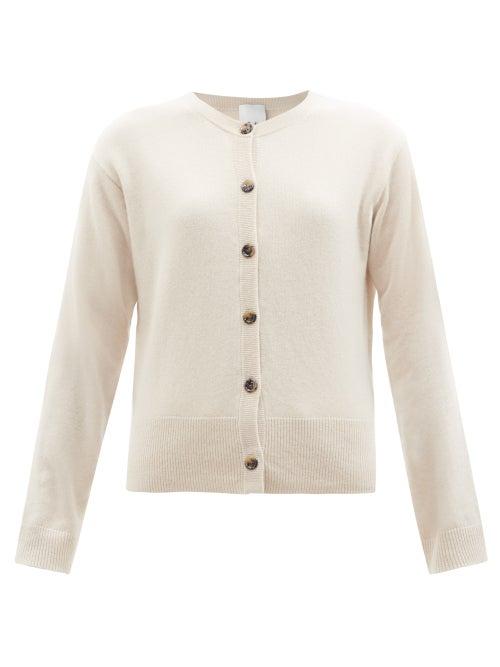 Allude - Round-neck Cashmere Cardigan - Womens - Light Beige