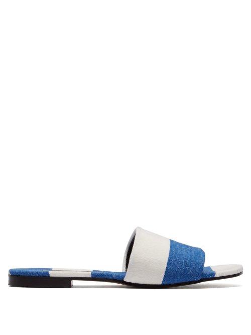 Matchesfashion.com Avec Modration - Monaco Single Strap Slides - Womens - Navy Stripe