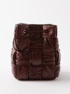 Bottega Veneta - Small Pliss Intrecciato-leather Bucket Bag - Womens - Burgundy