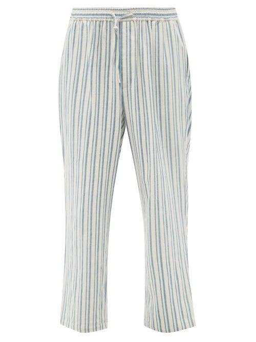 Mens Rtw Harago - Striped Cotton Straight-leg Trousers - Mens - Blue White