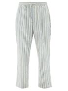 Mens Rtw Harago - Striped Cotton Straight-leg Trousers - Mens - Blue White