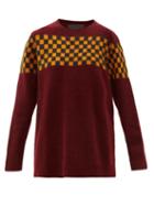 Matchesfashion.com The Elder Statesman - Checked Brushed Cashmere Sweater - Womens - Burgundy