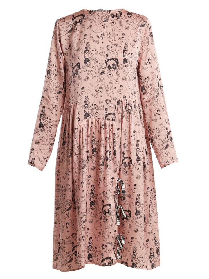 Shrimps Heather Doodle-print Silk Dress