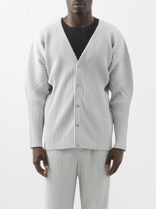 Homme Pliss Issey Miyake - Pleated Technical-jersey Cardigan - Mens - Light Grey