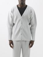 Homme Pliss Issey Miyake - Pleated Technical-jersey Cardigan - Mens - Light Grey