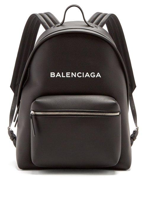 Matchesfashion.com Balenciaga - Everyday Logo Print Leather Backpack - Womens - Black White