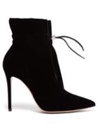 Matchesfashion.com Gianvito Rossi - Drawstring 105 Velvet Ankle Boots - Womens - Black