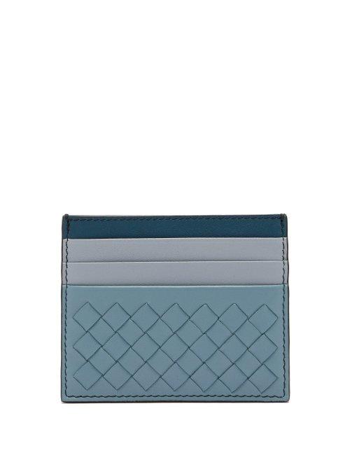 Matchesfashion.com Bottega Veneta - Intrecciato Leather Cardholder - Womens - Blue Multi