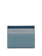 Matchesfashion.com Bottega Veneta - Intrecciato Leather Cardholder - Womens - Blue Multi