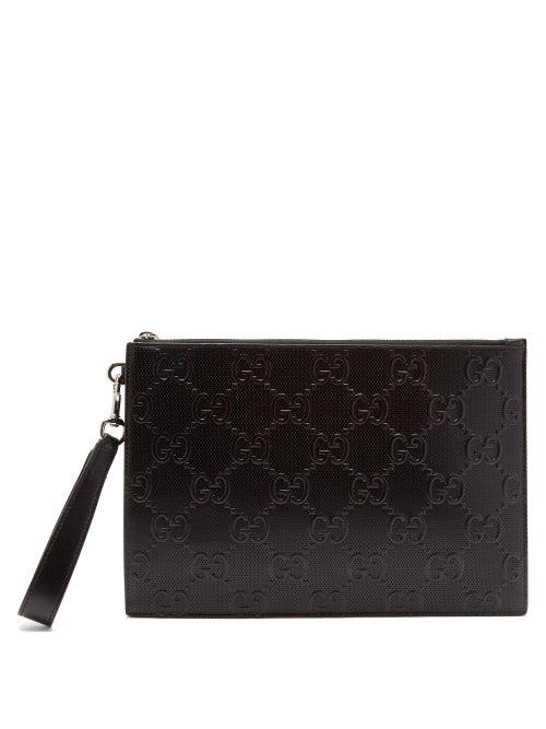 Gucci - Gg-embossed Leather Pouch - Mens - Black