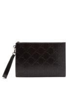 Gucci - Gg-embossed Leather Pouch - Mens - Black