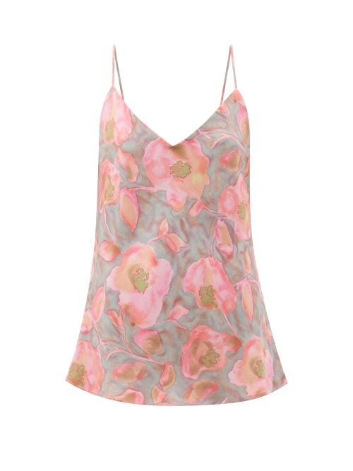 Matchesfashion.com Raey - Watercolour Floral-print Silk Cami Top - Womens - Pink Print