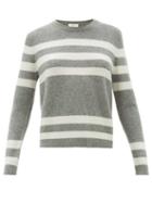 Matchesfashion.com Allude - Striped Cashmere Blend Sweater - Womens - Grey Multi