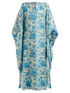 Matchesfashion.com By Walid - Ingrid Floral Print Silk Kaftan - Womens - Blue Print