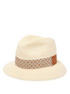 Matchesfashion.com Albertus Swanepoel - Donn Sun Straw Sunflower Print Panama Hat - Mens - Beige