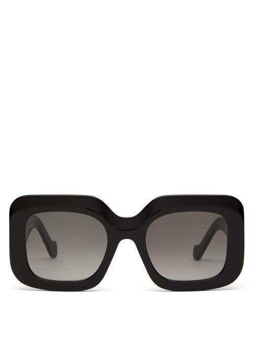 Matchesfashion.com Loewe - Anagram-logo Square Acetate Sunglasses - Womens - Black