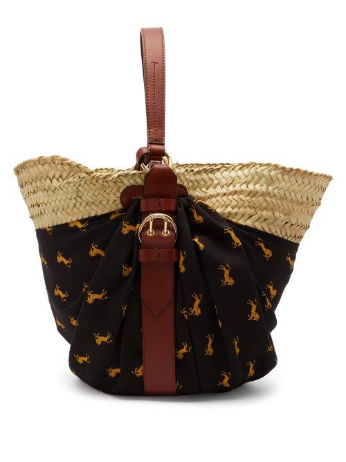 Matchesfashion.com Chlo - Panier Medium Raffia Basket Bag - Womens - Black Multi