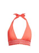 Matchesfashion.com Heidi Klein - Smocked Halterneck Bikini Top - Womens - Red