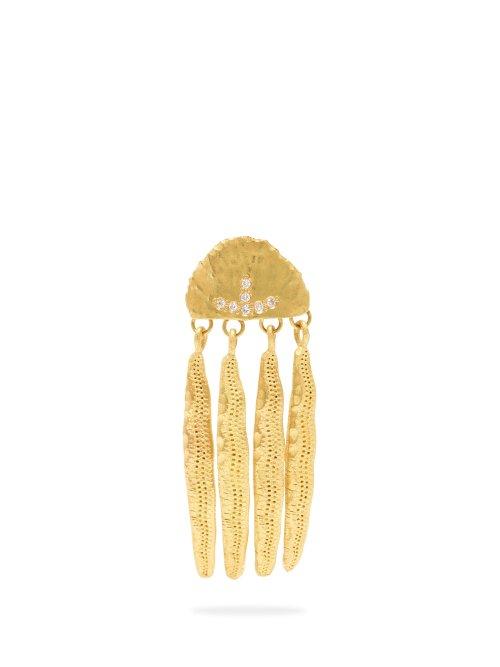 Matchesfashion.com Orit Elhanati - Drawn Diamond & 18kt Gold Single Earring - Womens - Gold