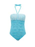 Matchesfashion.com Missoni Mare - Zigzag Knitted Mesh Swimsuit - Womens - Blue