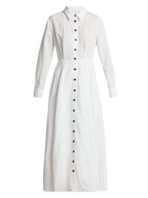 Matchesfashion.com Mara Hoffman - Michelle Tencel&reg; Lyocell And Linen Midi Dress - Womens - White