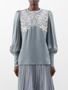 Andrew Gn - Crystal-embellished Satin Blouse - Womens - Silver