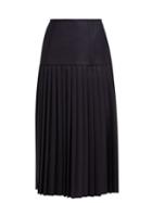 Matchesfashion.com Thom Browne - Pleated Wool Twill Midi Skirt - Womens - Navy Multi
