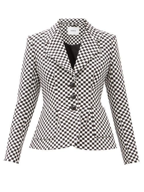 Matchesfashion.com Erdem - Ernest Checked Cotton-blend Jacket - Womens - Black Multi