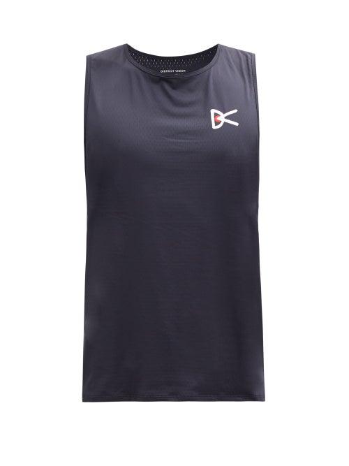 Mens Activewear District Vision - Air Wear Logo-print Perforated-jersey Tank Top - Mens - Black