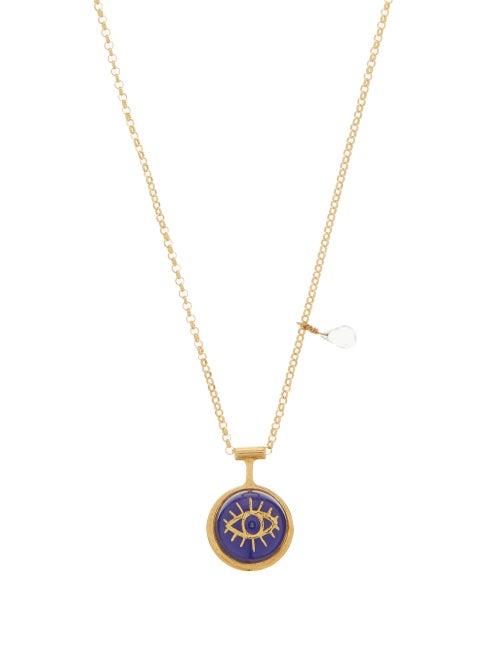 Matchesfashion.com Katerina Makriyianni - Lapis & 24kt Gold-plated Pendant Necklace - Womens - Blue Gold