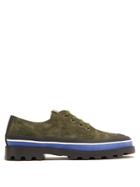 Valentino Round-toe Rubber-trimmed Suede Shoes